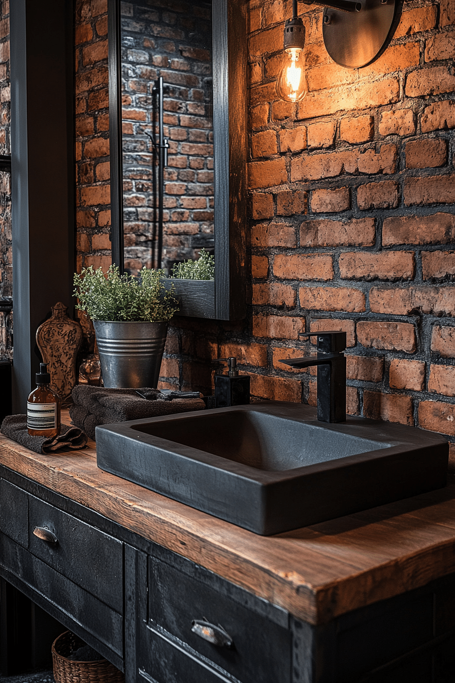 Rustic industrial bathroom