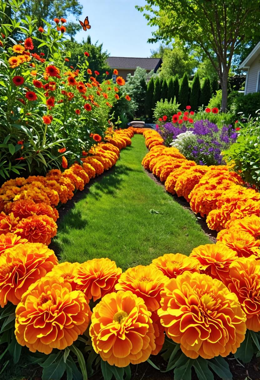 Create colorful boundaries with marigolds