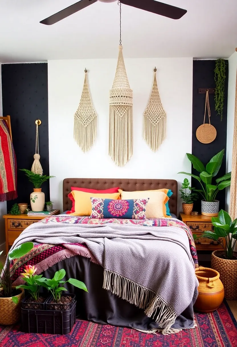 20 Trendy Black Beadboard Accent Wall Ideas for the Ultimate Bedroom Makeover! - 2. Bohemian charm with layered textures