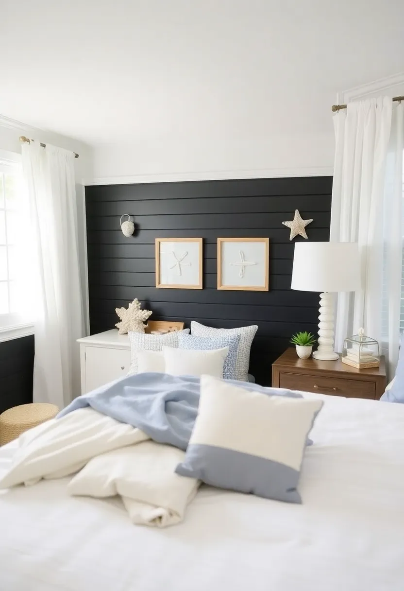 20 Trendy Black Beadboard Accent Wall Ideas for the Ultimate Bedroom Makeover! - 6. Coastal vibes with nautical accents