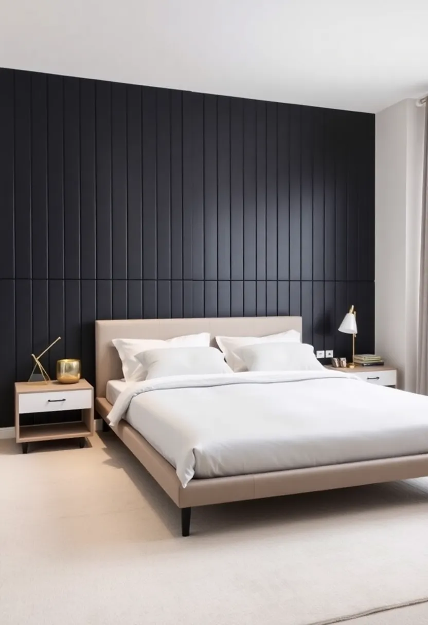 20 Trendy Black Beadboard Accent Wall Ideas for the Ultimate Bedroom Makeover! - 3. Modern minimalism with clean lines