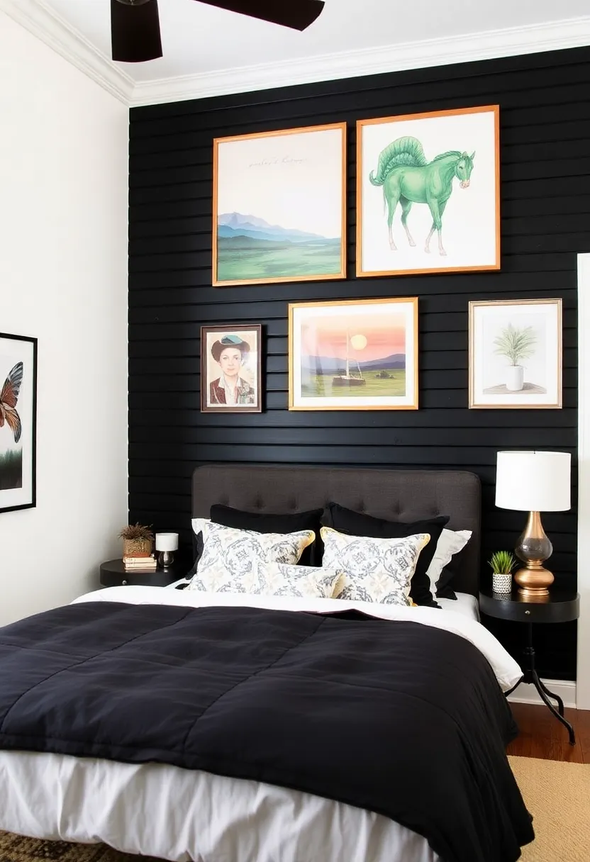 20 Trendy Black Beadboard Accent Wall Ideas for the Ultimate Bedroom Makeover! - 20. Personalized note with custom art