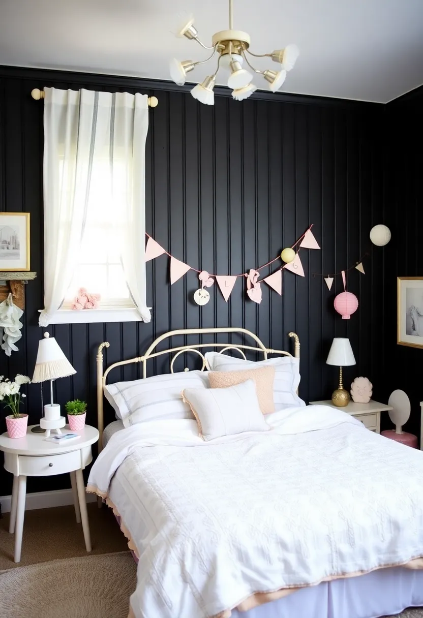 20 Trendy Black Beadboard Accent Wall Ideas for the Ultimate Bedroom Makeover! - 14. Soft pastels for a whimsical touch