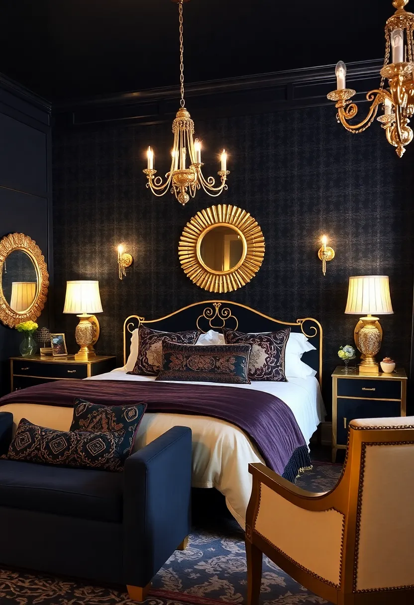 20 Trendy Black Beadboard Accent Wall Ideas for the Ultimate Bedroom Makeover! - 8. Vintage glamor with Art Deco accents