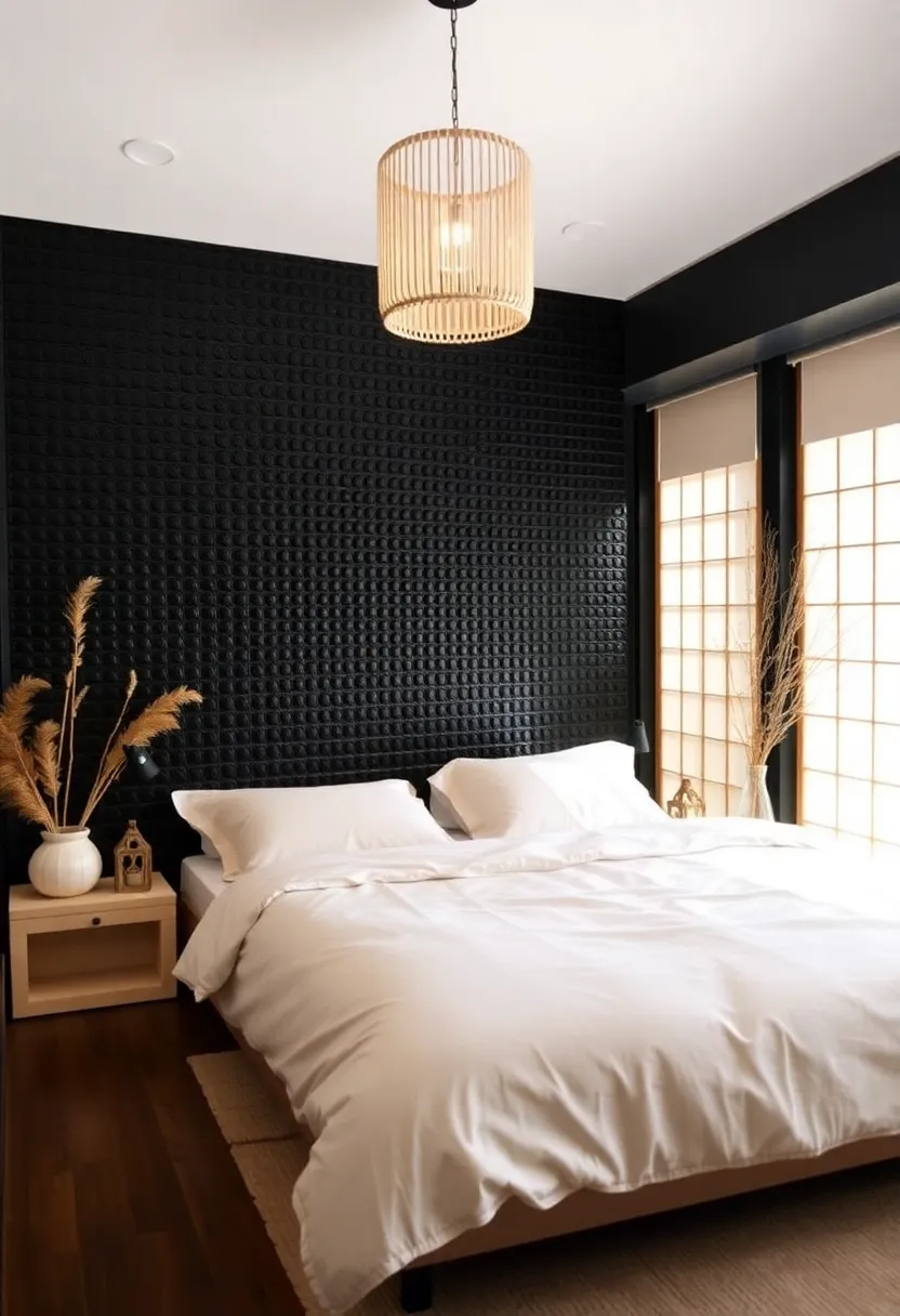 20 Trendy Black Beadboard Accent Wall Ideas for the Ultimate Bedroom Makeover! - 9. Zen retreat with natural elements