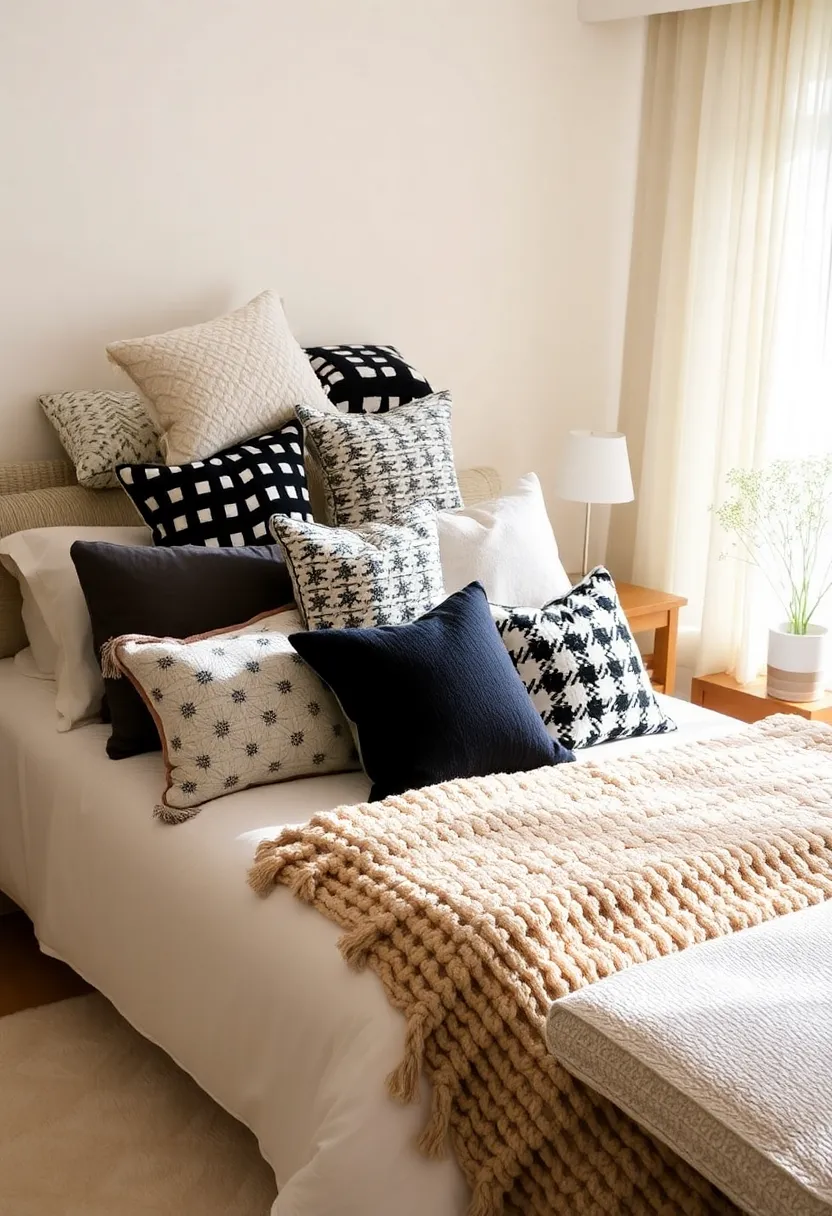 21 creative, eclectic black and white bedroom ideas that are simply unforgettable! - 7. Layered textiles