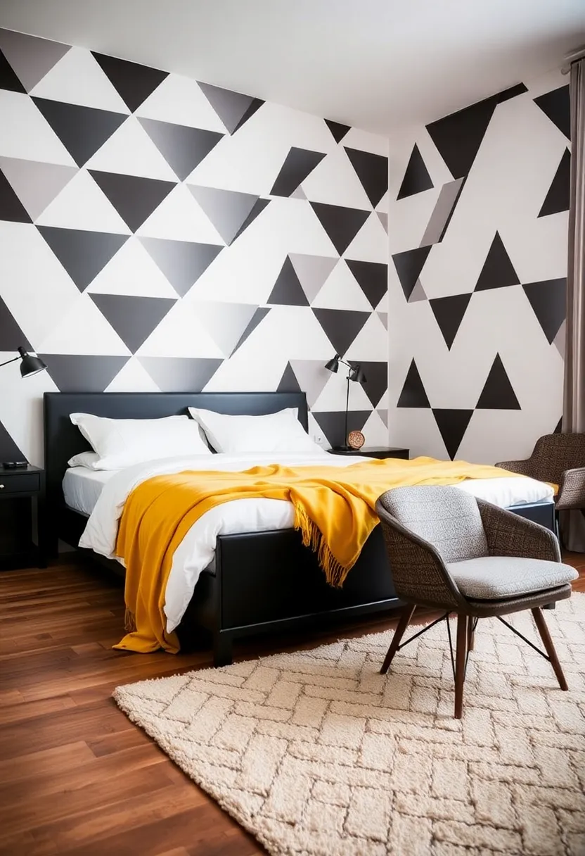 21 creative, eclectic black and white bedroom ideas that are simply unforgettable! - 1. Monochrome geometric patterns