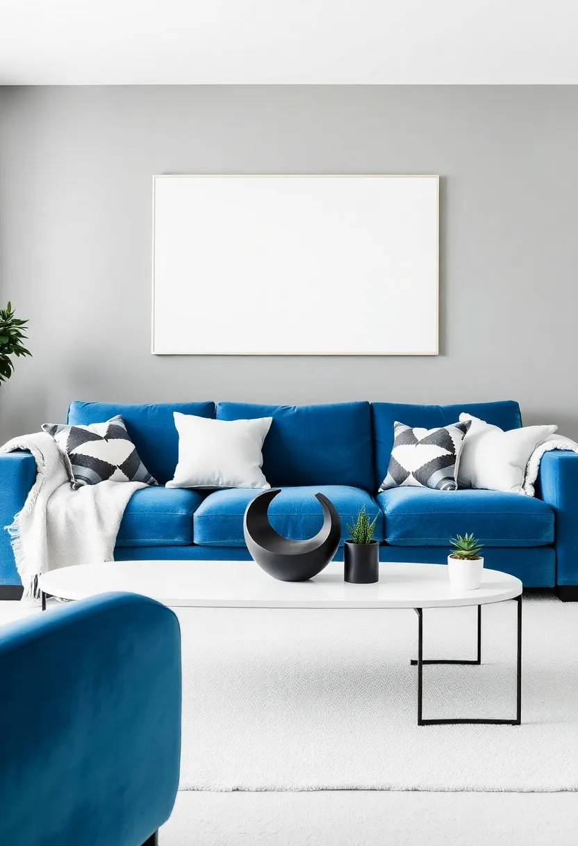 21 seasonal decor ideas for living room with a blue couch: refresh your room all year round - 5th minimalist chic