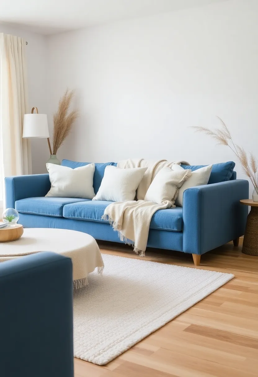 21 seasonal decor ideas for living room with a blue couch: refresh your room all year round - 19th soft neutral