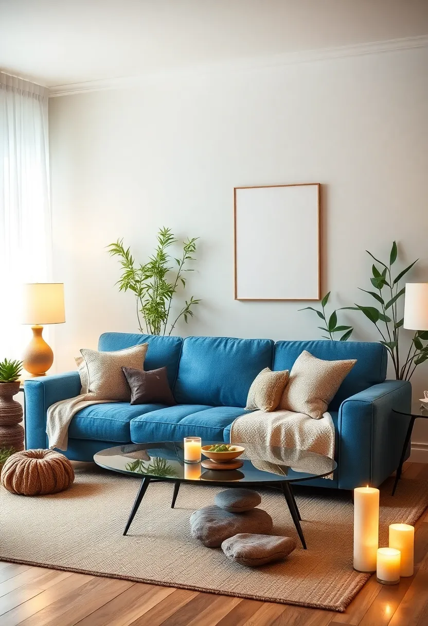 21 seasonal decor ideas for living room with a blue couch: refresh your room all year round - 13th Zen Sanctuary