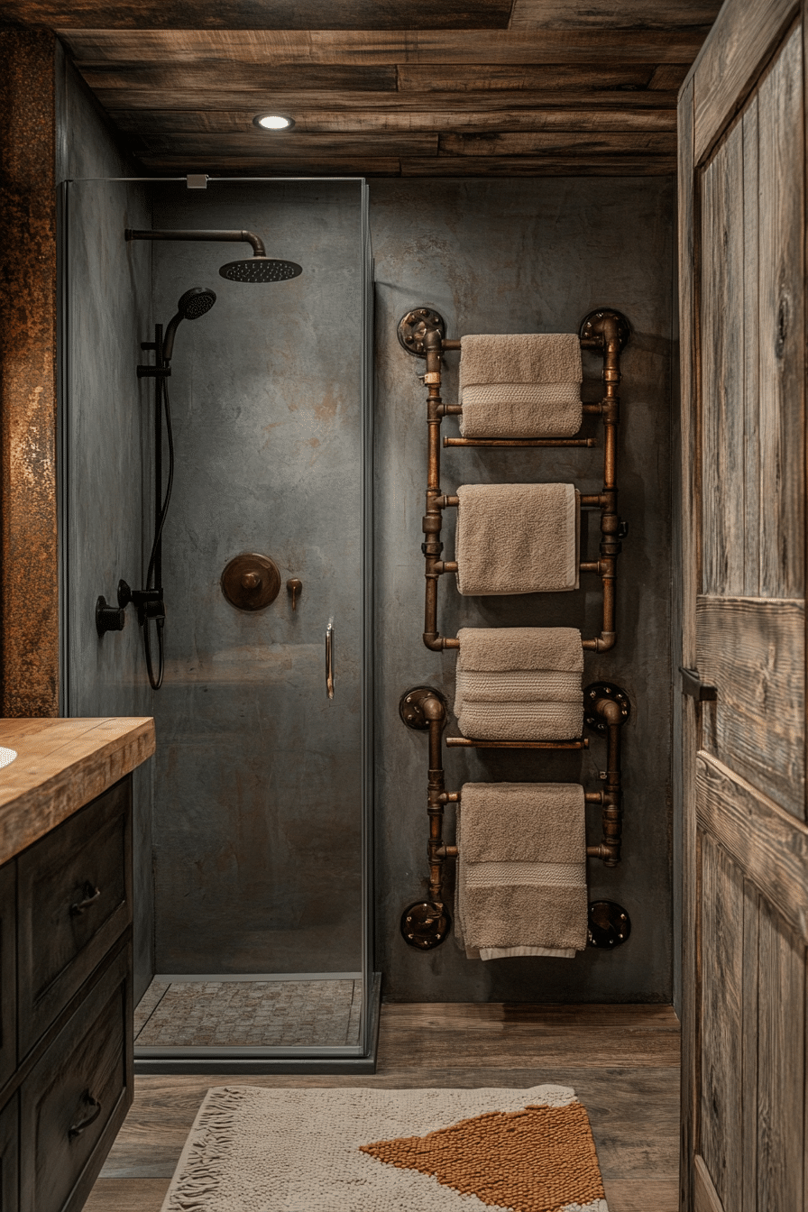 Rustic industrial bathroom