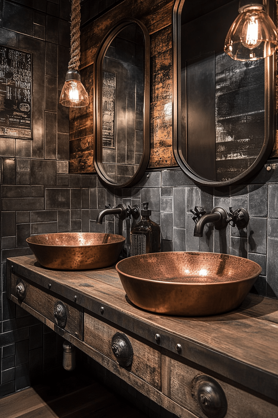 Rustic industrial bathroom