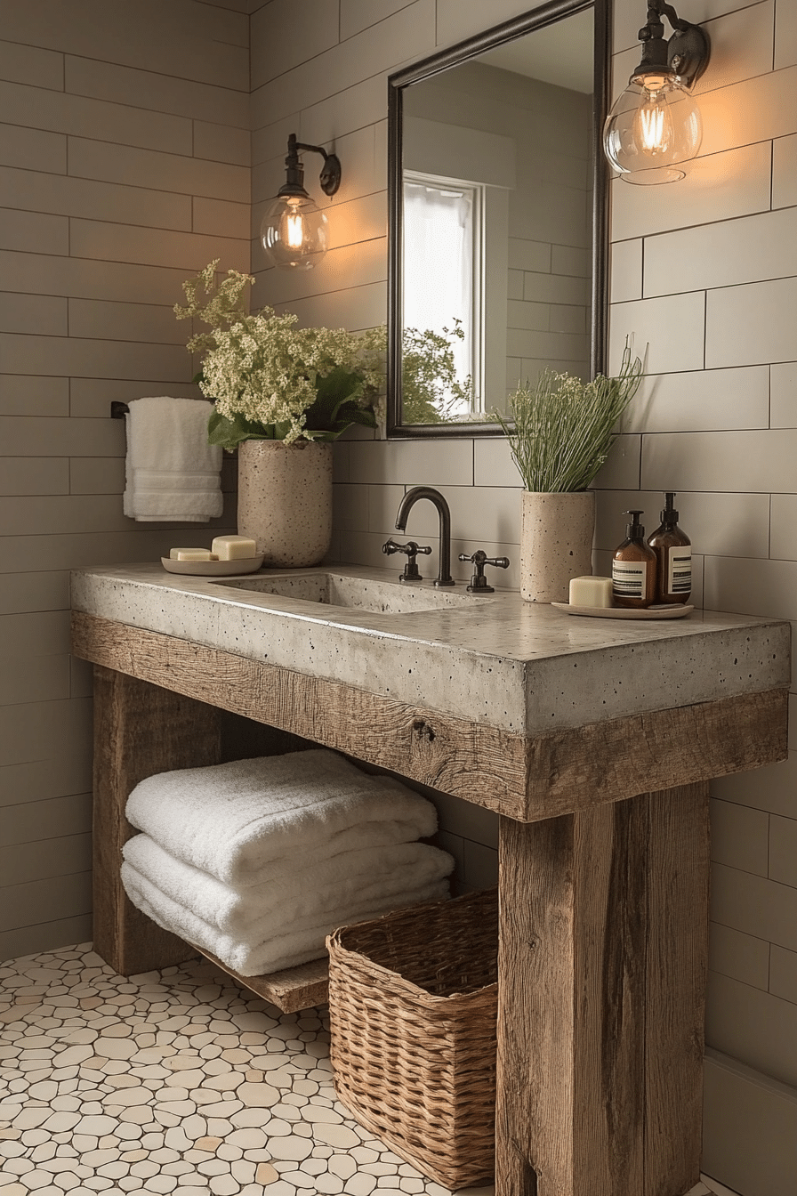 Rustic industrial bathroom