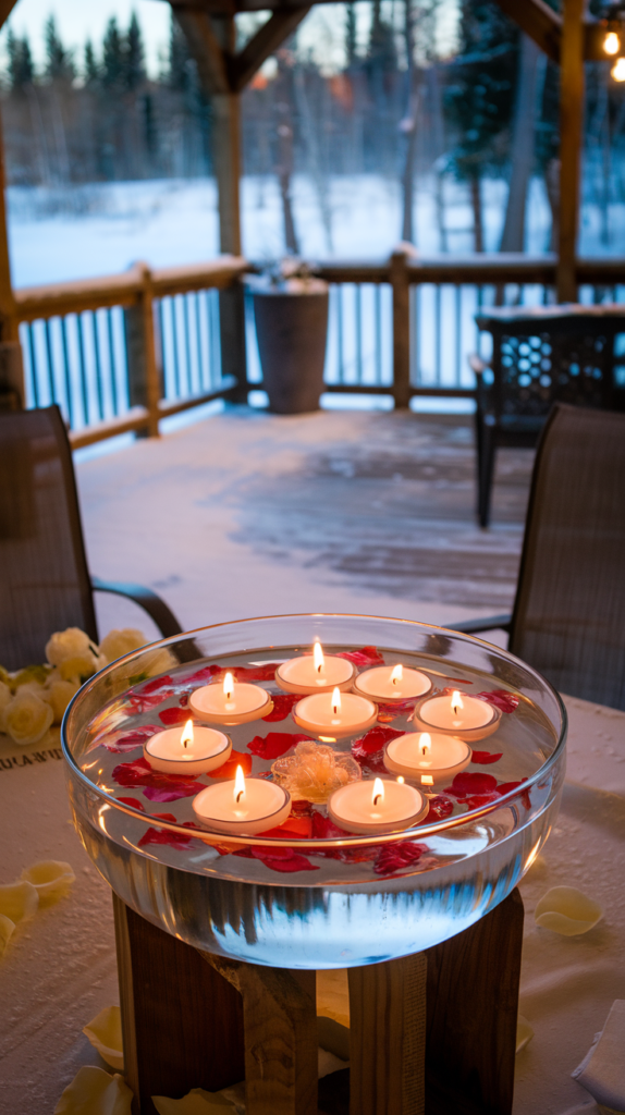 Floating candles in a bowl