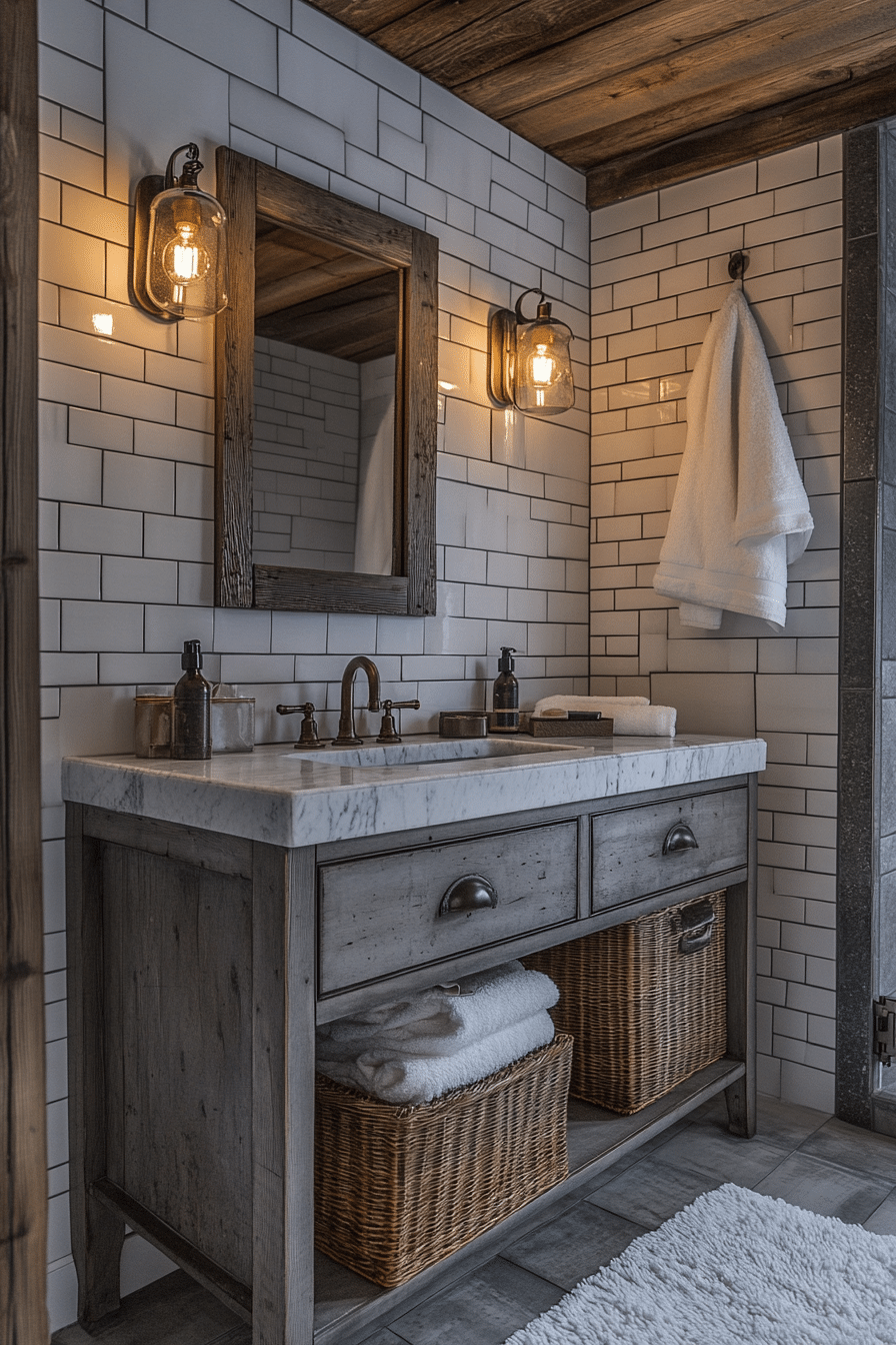 Rustic industrial bathroom