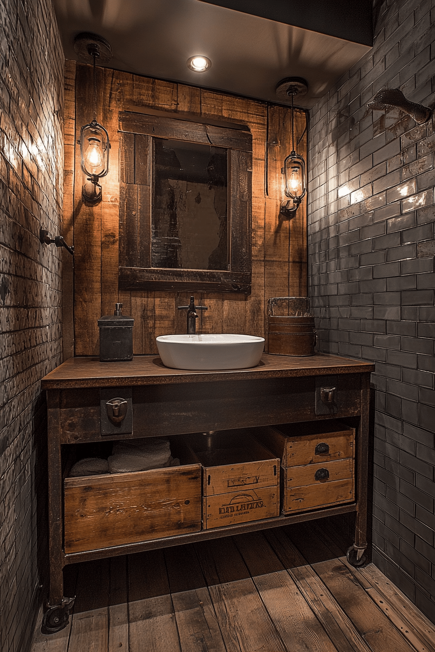 Rustic industrial bathroom