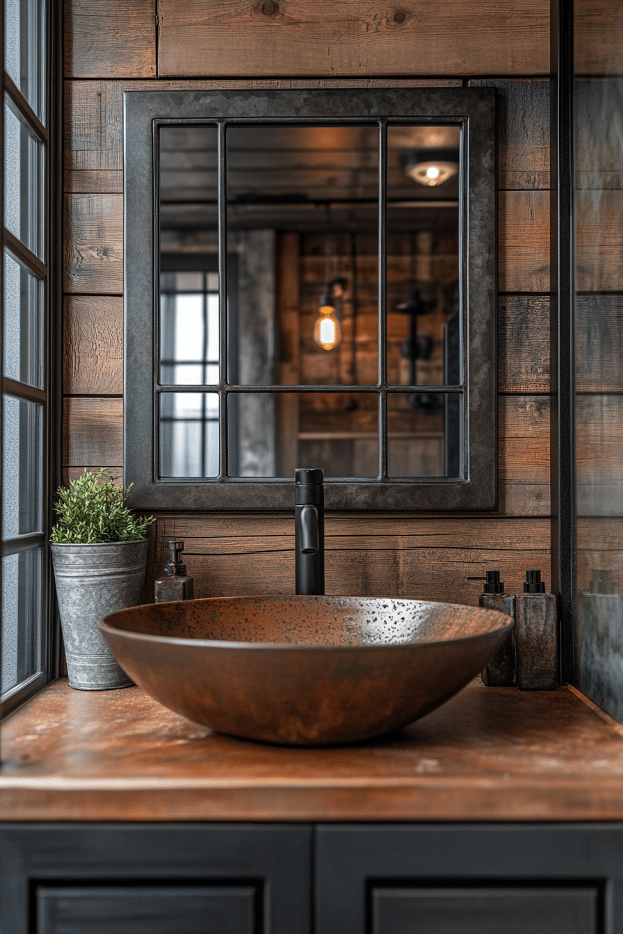 Rustic industrial bathroom