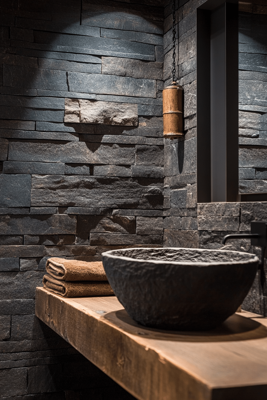 Rustic industrial bathroom