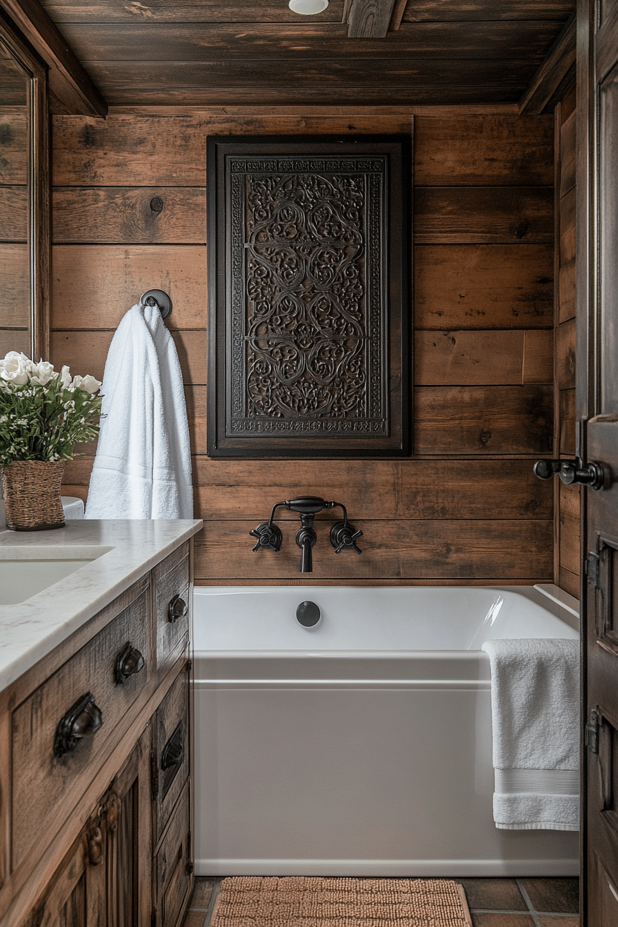 Rustic industrial bathroom