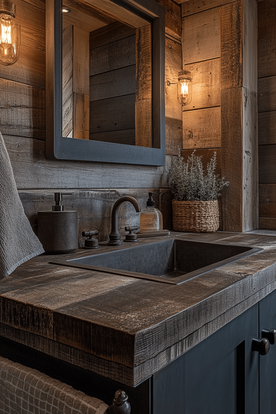 Rustic industrial bathroom