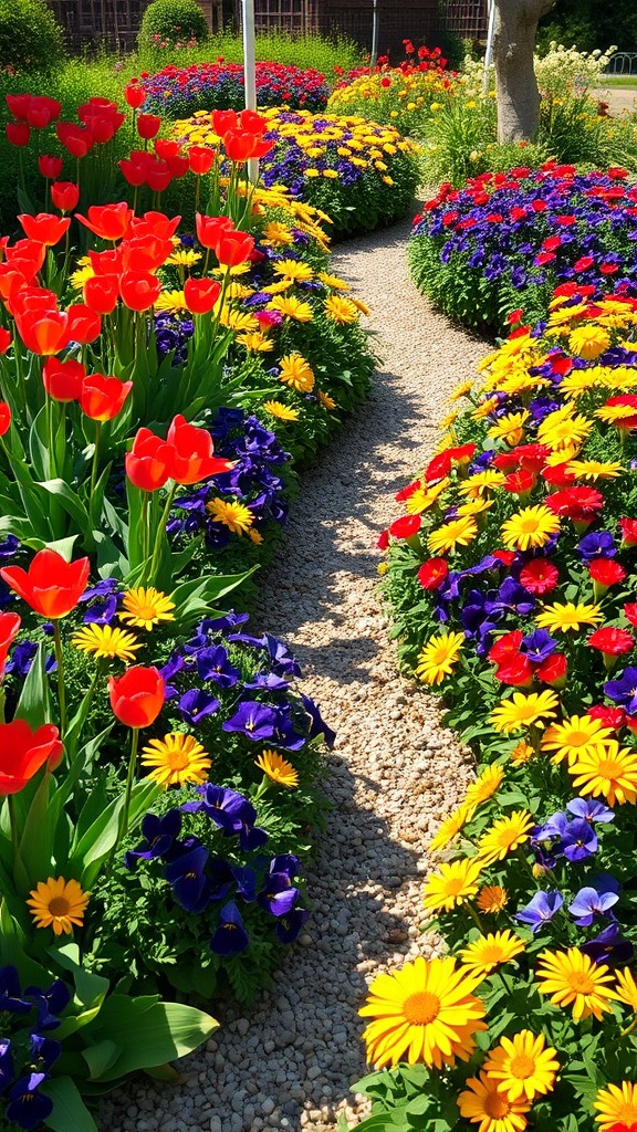 Integrate colorful flower beds