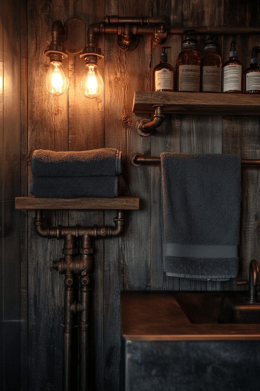 Rustic industrial bathroom