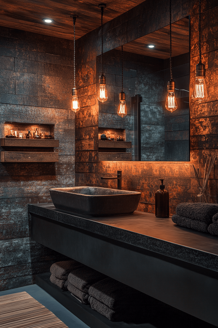 Rustic industrial bathroom