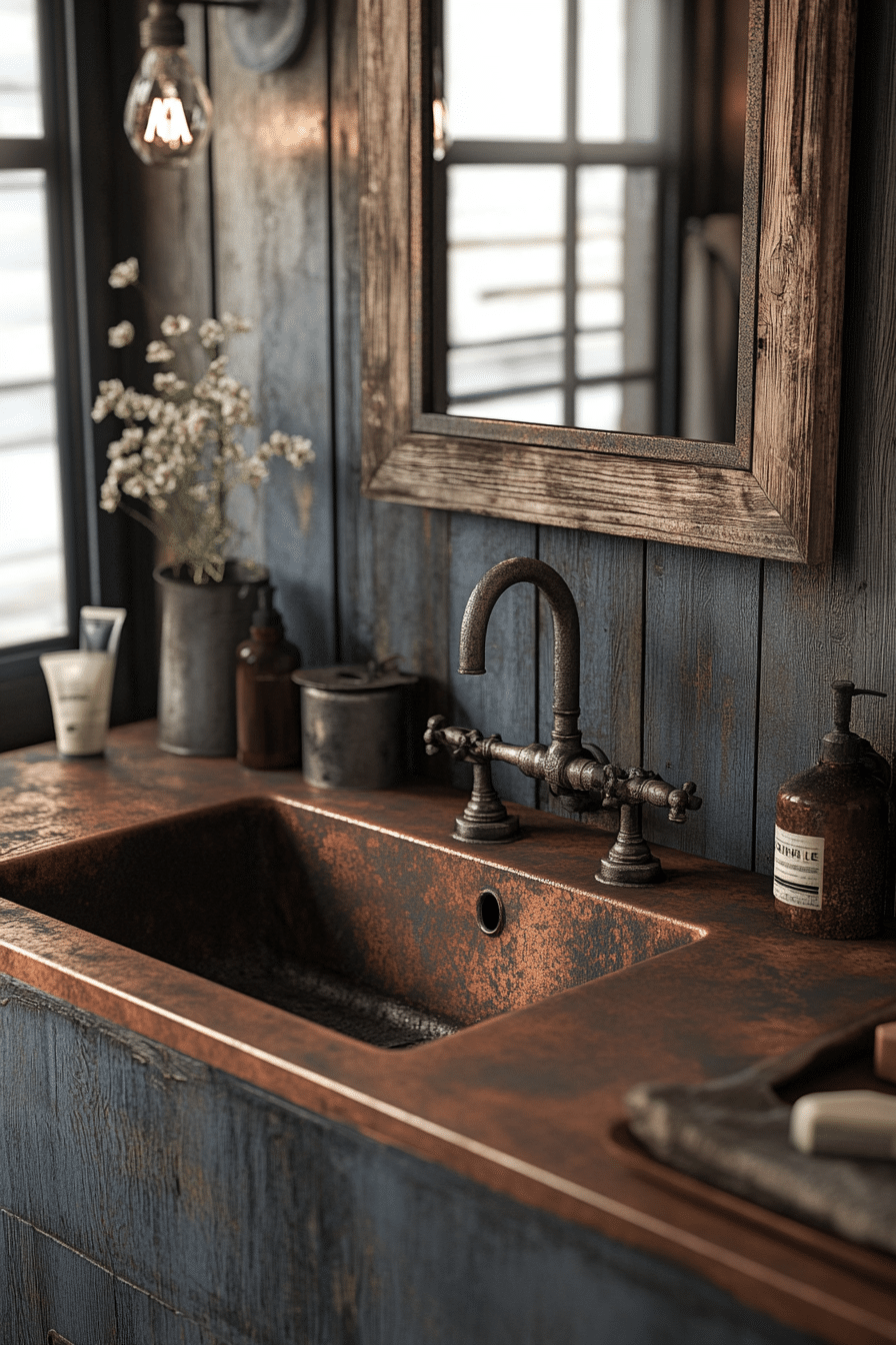 Rustic industrial bathroom