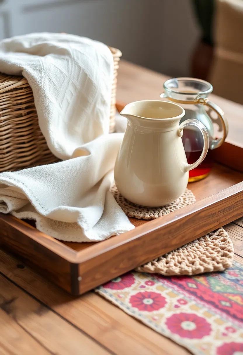 Boho Chic Bar Tray Styling: Create a relaxed atmosphere for your next meeting - 1. Combine textures