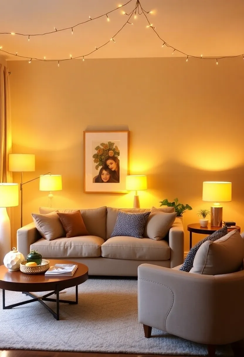 Create a Cozy Retreat: Enjoy comfort with a curved CB2 sofa and vibrant accents! - 3. Create a layered lighting scheme