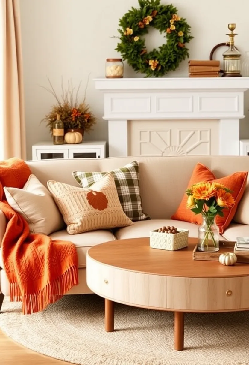 Create a Cozy Retreat: Enjoy comfort with a curved CB2 sofa and vibrant accents! - 10. Incorporate seasonal decorations