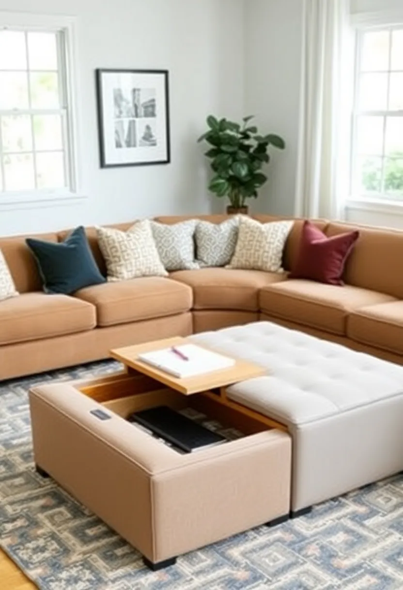 Create a Cozy Retreat: Enjoy comfort with a curved CB2 sofa and vibrant accents! - 6. Opt for multifunctional furniture