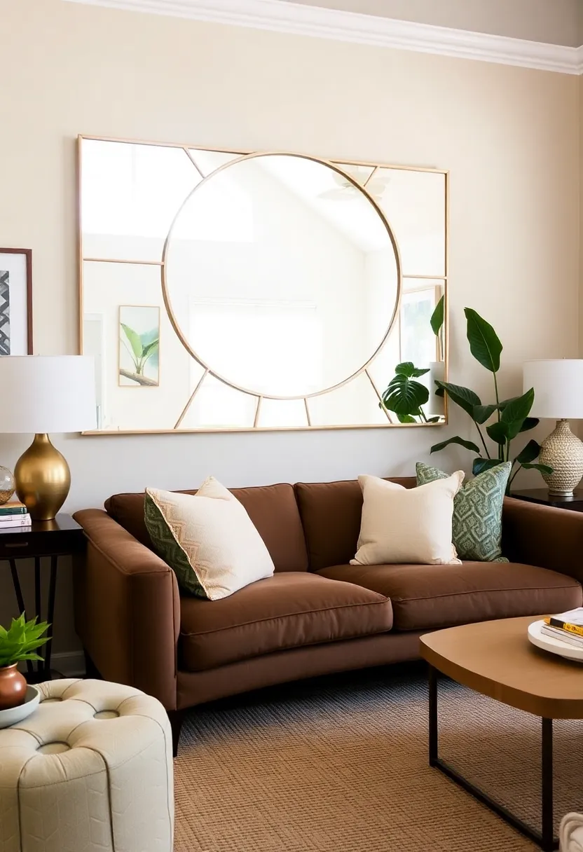 Create a Cozy Retreat: Enjoy comfort with a curved CB2 sofa and vibrant accents! - 9. Use mirrors to enlarge the space