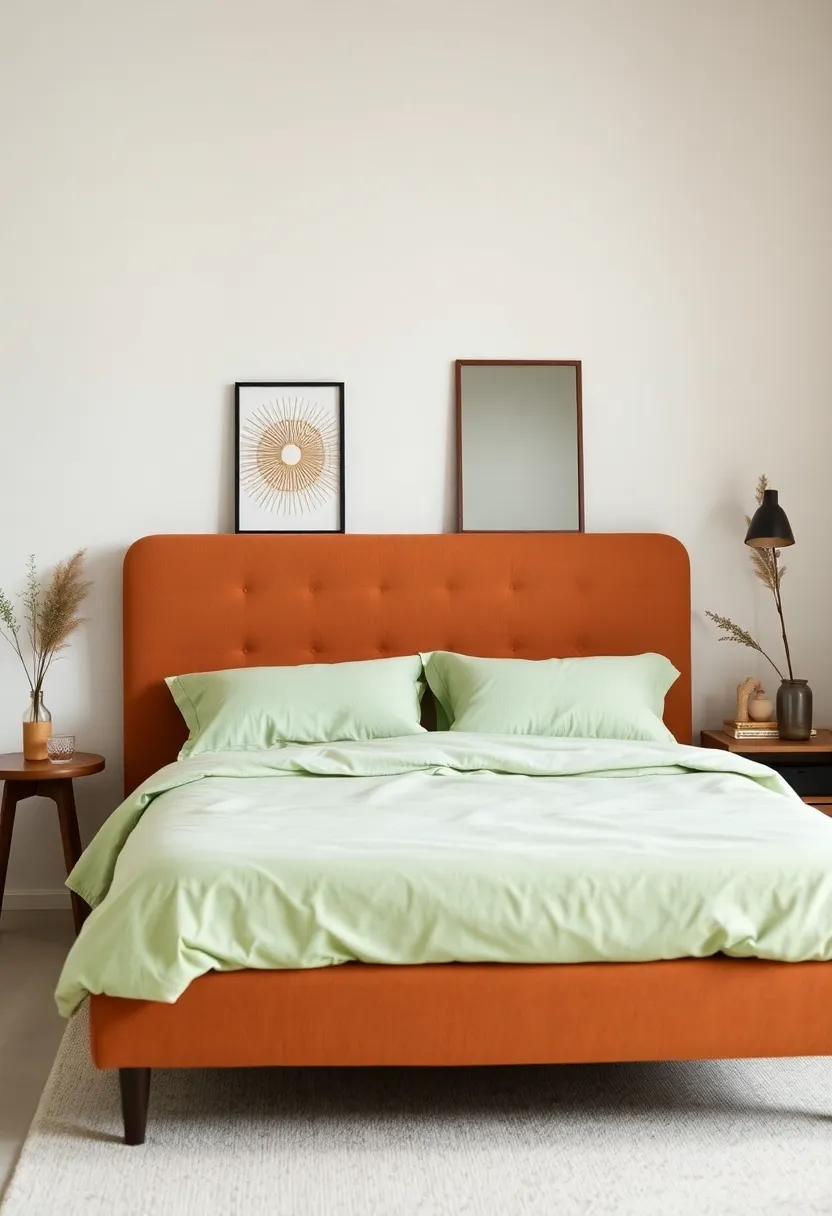 Create a tranquil bedroom retreat with earthy terracotta and sage green accents! - 12. Minimalist approach