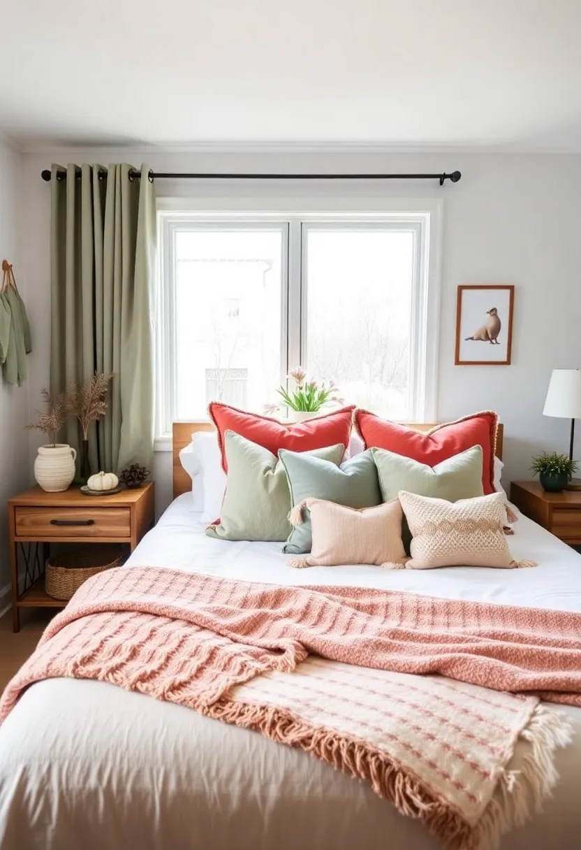 Create a tranquil bedroom retreat with accents of earthy terracotta and sage green! - 15. Seasonal decor changes