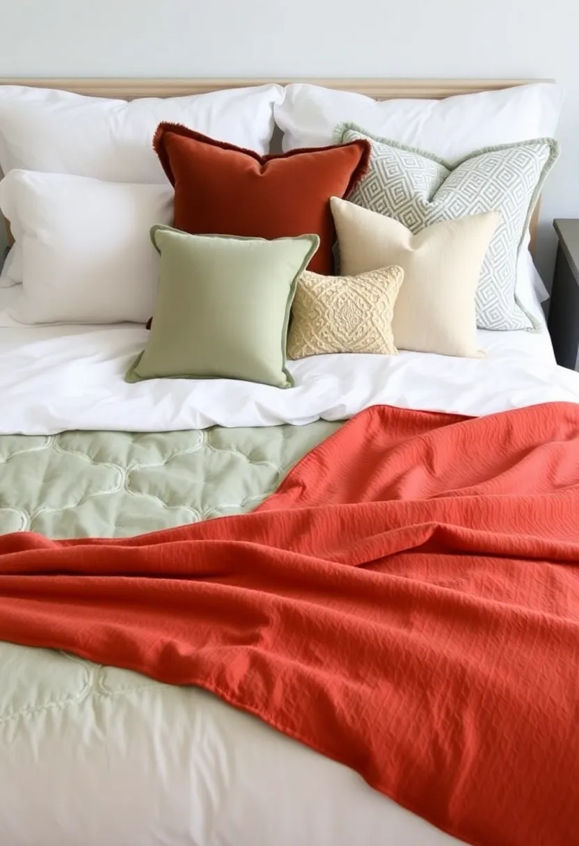 Creating a Cozy Bedroom: 15 Earthy Terracotta and Sage Green Ideas for a Relaxing Retreat! - 7th layer bedding