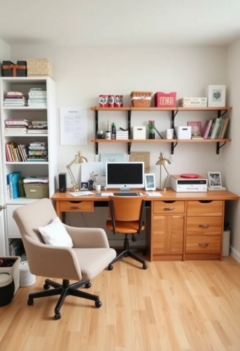 Creating a Cozy Home Office: 19 Perfect Wooden Desk and Shelves Combinations - 16. Multifunctional: Dual Purpose Desk and Shelves