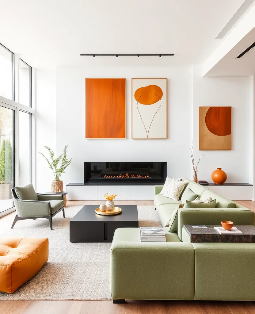 Create an inviting living room: 21 earthy terracotta and sage-green color schemes! - 17th chic contemporary