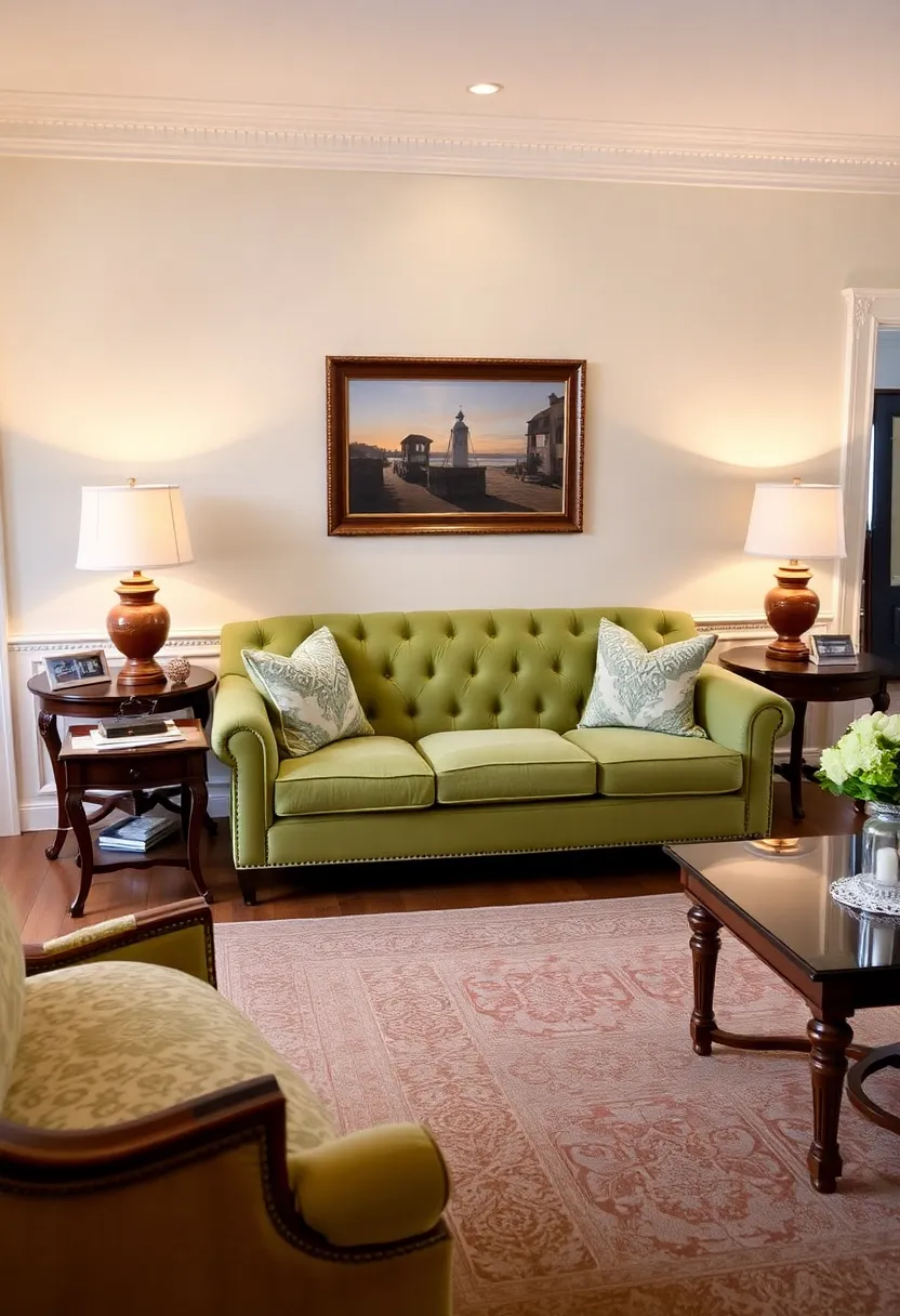 Create an inviting living room: 21 earthy terracotta and sage-green color schemes! - 19. Timeless traditional