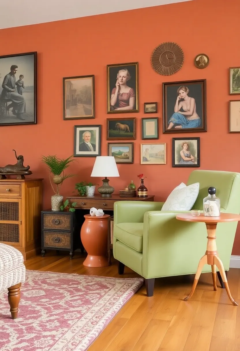 Create an inviting living room: 21 earthy terracotta and sage-green color schemes! - 10. Vintage flair