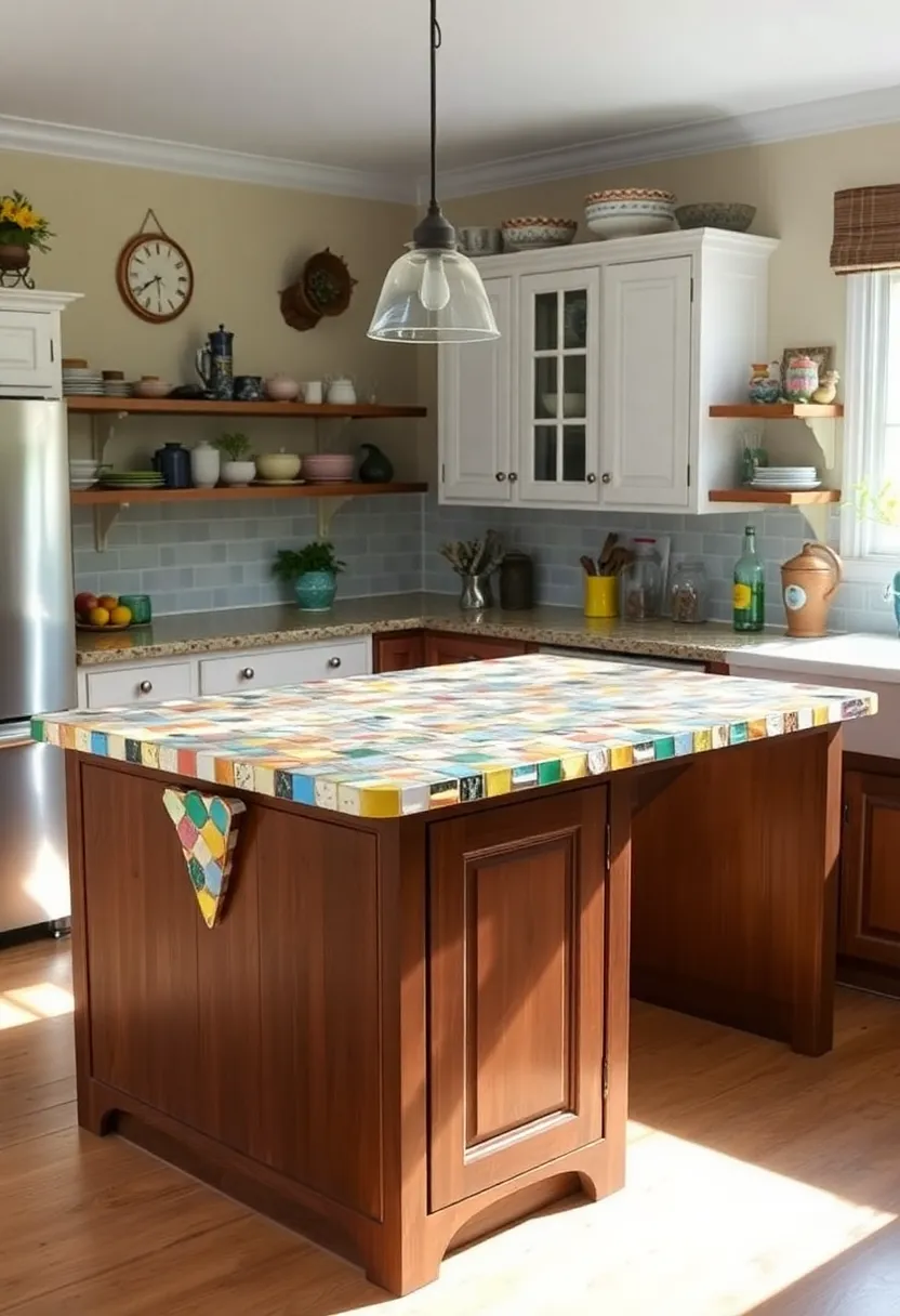 DIY Antique Kitchen Island Restoration Projects: Bring New Life to Vintage Finds - 10. Artistic Mosaic Panel