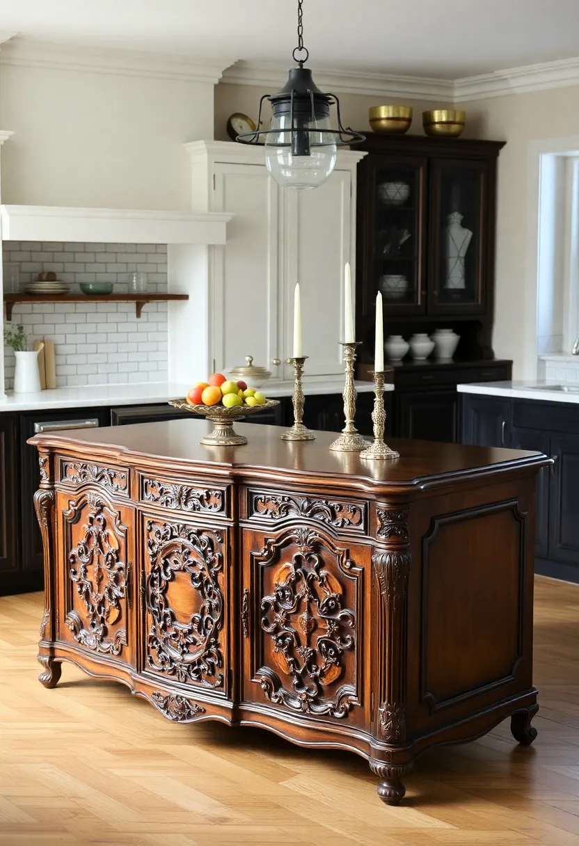 Functional storage solutions for antique kitchen islands: Keep your kitchen tidy - 6. Antique buffet as a storage solution