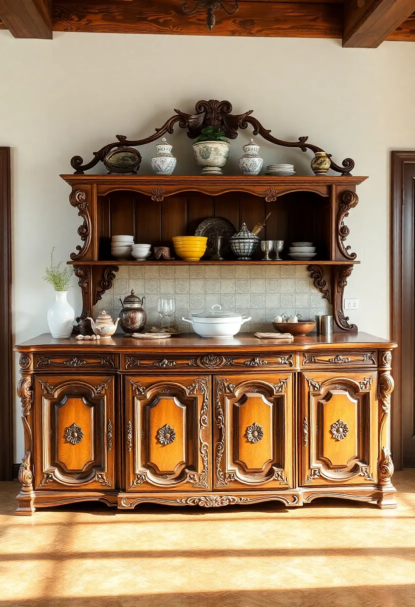 Functional storage solutions for antique kitchen islands: Keep your kitchen tidy - 13. Antique sideboard for kitchen storage