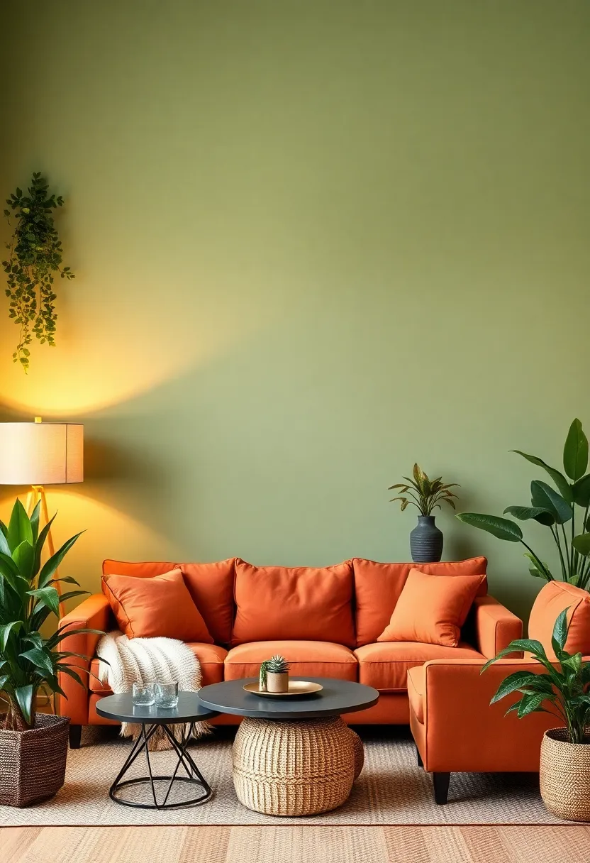 Makeover for furniture: 17 painting and upholstery with earthy terracotta and sage green! - 10. Sage green accent wall