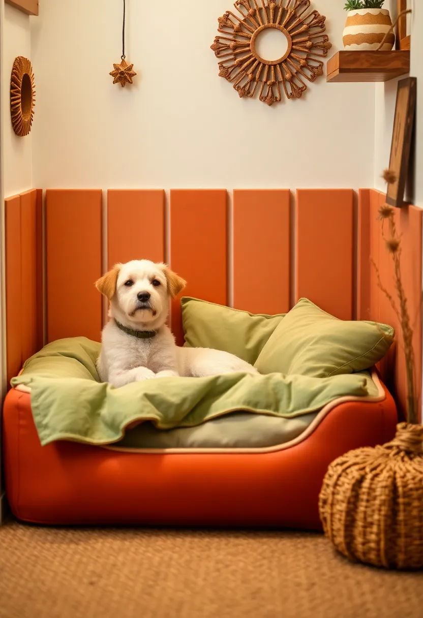 Makeover for furniture: 17 painting and upholstery with earthy terracotta and sage green! - 11. Terracotta pet bed