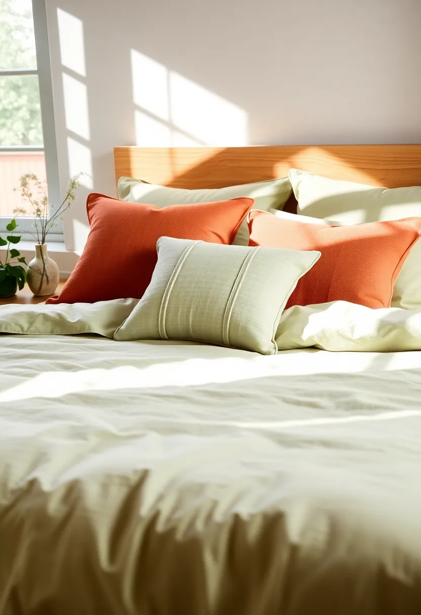 Layers of Textiles: 15 Earthy Terracotta and Sage Green Bedding and Throws for Ultimate Comfort! - 2nd duvet cover in sage green linen