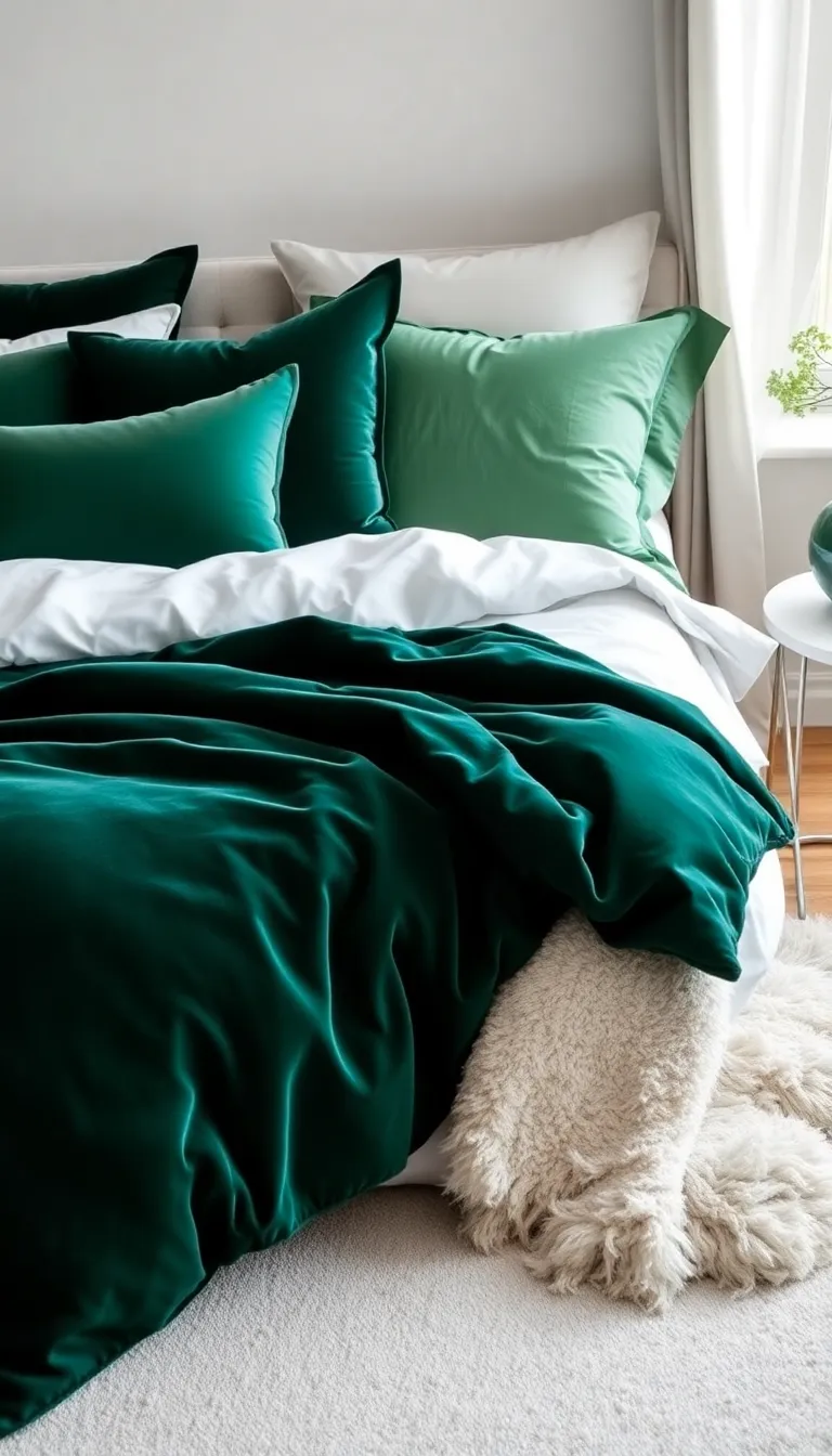 Sattes emerald green: This is how you create a cozy and inviting atmosphere in your home - 8th multi -layered bed linen in emerald green