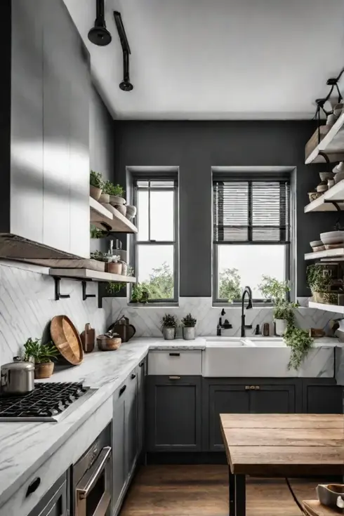 Curated open shelf kitchen