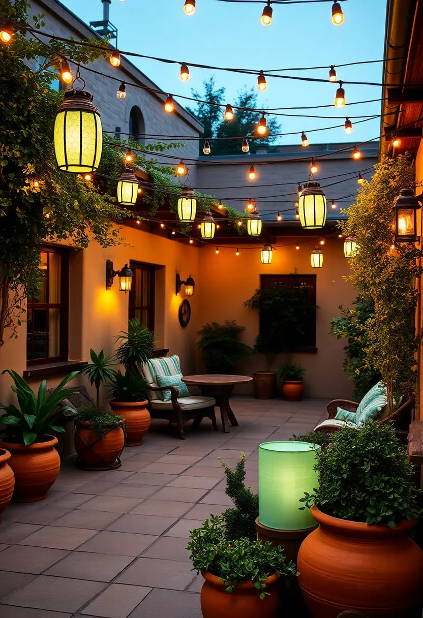 Patio Transformation: How to Use Earthy Terracotta and Sage Green for Outdoor Decorating! - 8. Sage green outdoor lighting