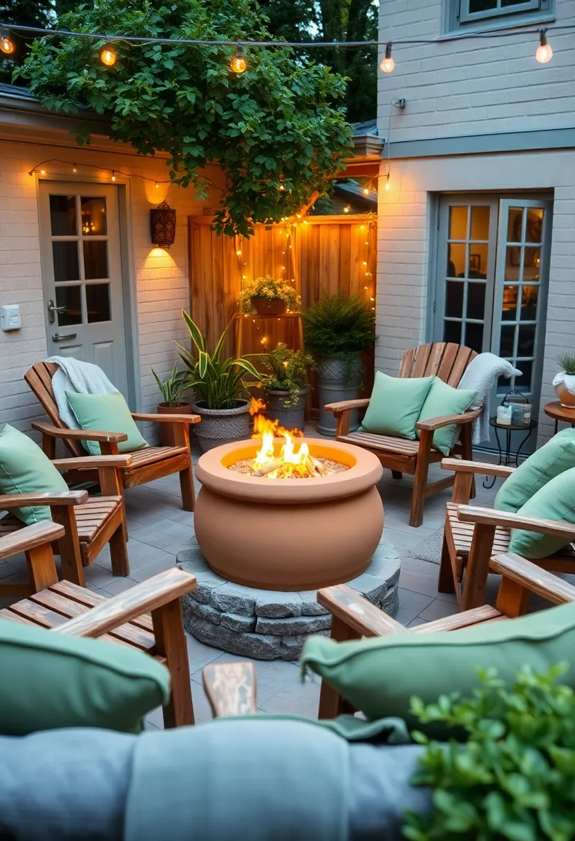 Discover the secret to a cozy home: 21 decorating hacks in earthy terracotta and sage green! - 8. Cozy terracotta fire pit